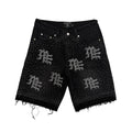 Mixed Emotions Black “ME” Rhinestone Denim Shorts
