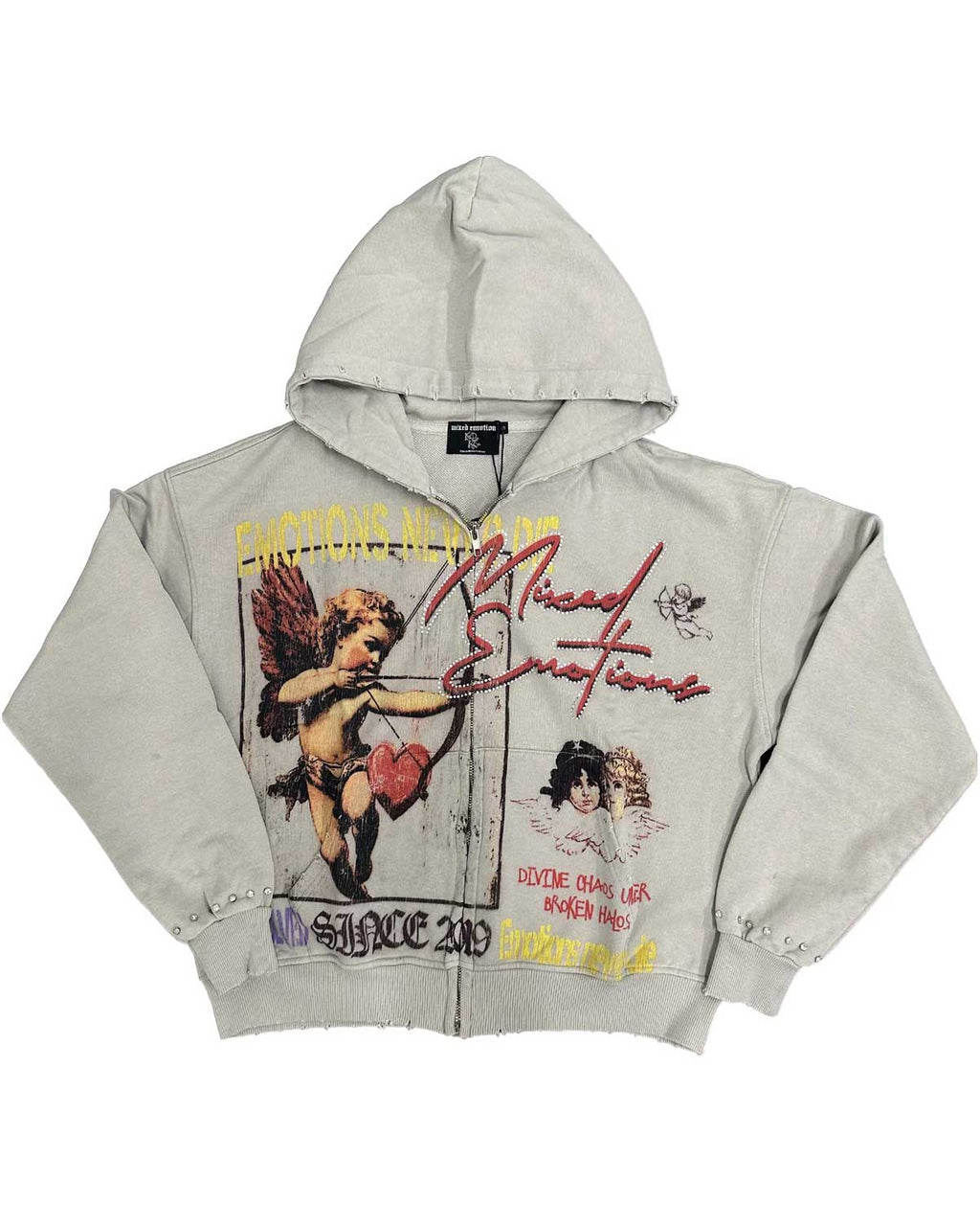 Mixed Emotions Broken Halo Hoodie Grey