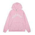 Sp5der Rhinestone Letter Graphic Light Pink Pullover Hoodie